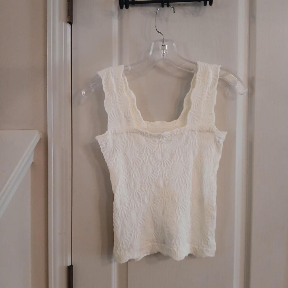 Cream Love Letter Cami Stretchy Square Neck Tank Top One Size Boho Fairy Coastal
